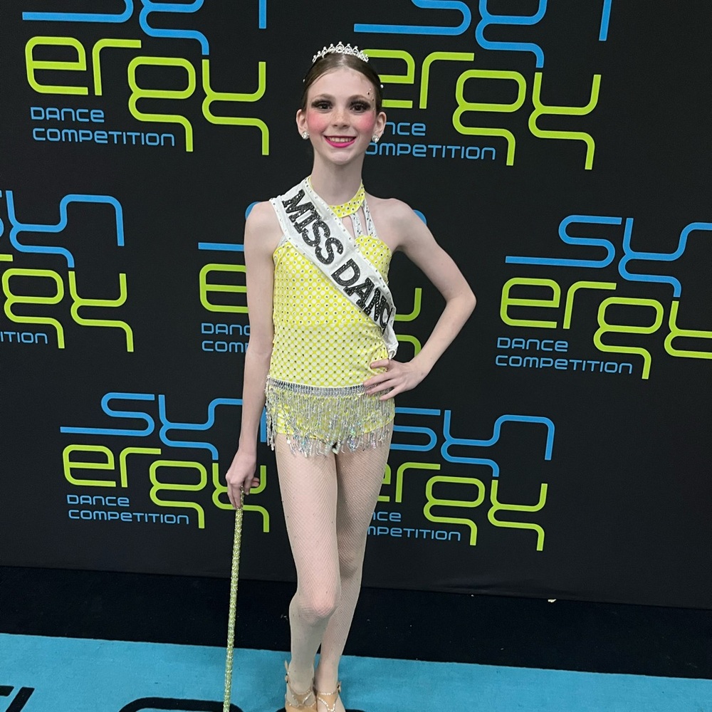 Vibrant Yellow and Silver Dance Leotard with Shimmer